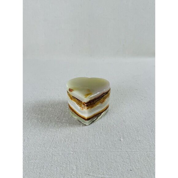 Heart Shape Green Brown‎ Onyx Trinket Jewelry Box - Picture 6 of 8